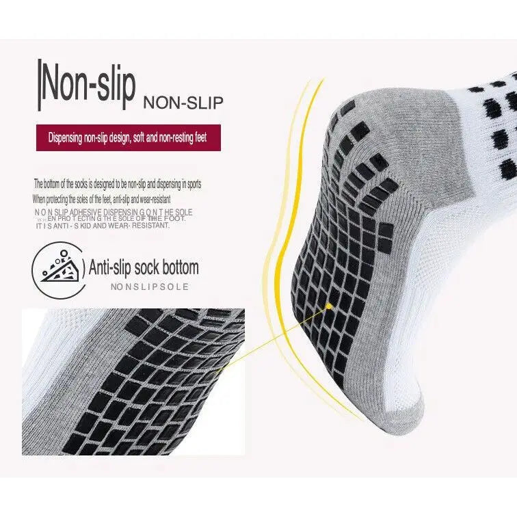 Premium 3-Pair Mens Grip Socks with Anti-Slip
